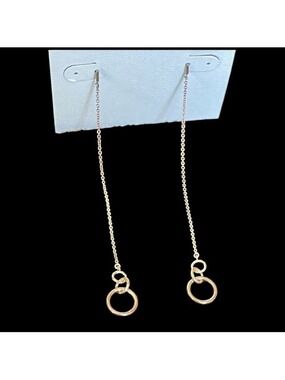 Argento Vivo Long Chain with Open Ring Dangle Stud Earrings